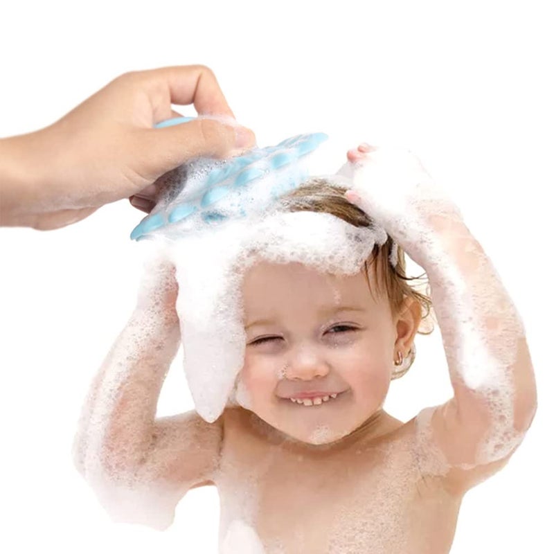 Shopurb Baby Shampoo Brush, Fine Bristles Silicone Bath Brush Handle Designs Skin-Friendly Comfort Convenient Silicone for Bathroom for Baby - Image 2