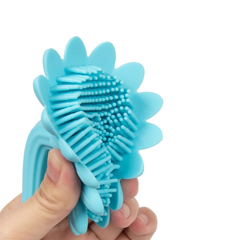 Shopurb Baby Shampoo Brush, Fine Bristles Silicone Bath Brush Handle Designs Skin-Friendly Comfort Convenient Silicone for Bathroom for Baby - Image 3