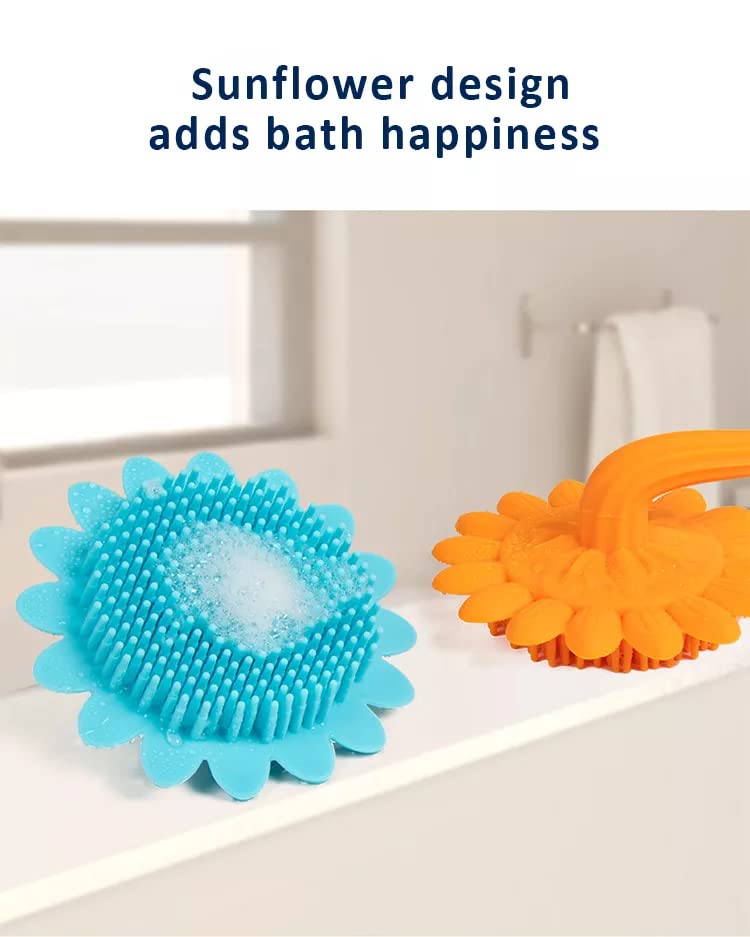 Shopurb Baby Shampoo Brush, Fine Bristles Silicone Bath Brush Handle Designs Skin-Friendly Comfort Convenient Silicone for Bathroom for Baby - Image 4