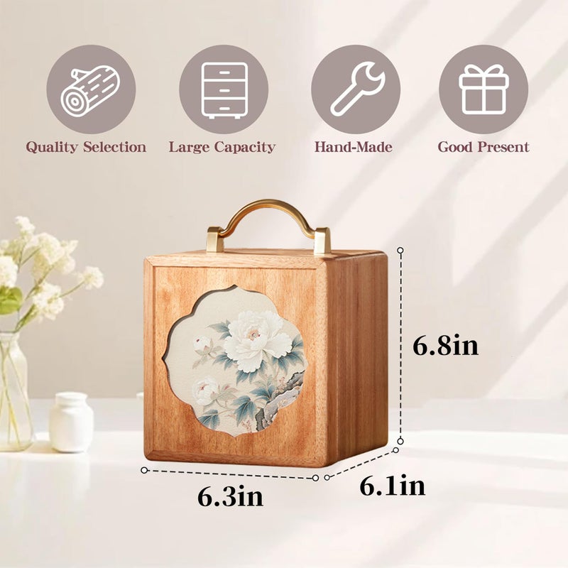 KAOTGOT Wooden Jewelry Box for Women Walnut Wooden Jewelry Box with handle 4-Tier Jewelry Organizer for Rings, Necklaces - Image 2