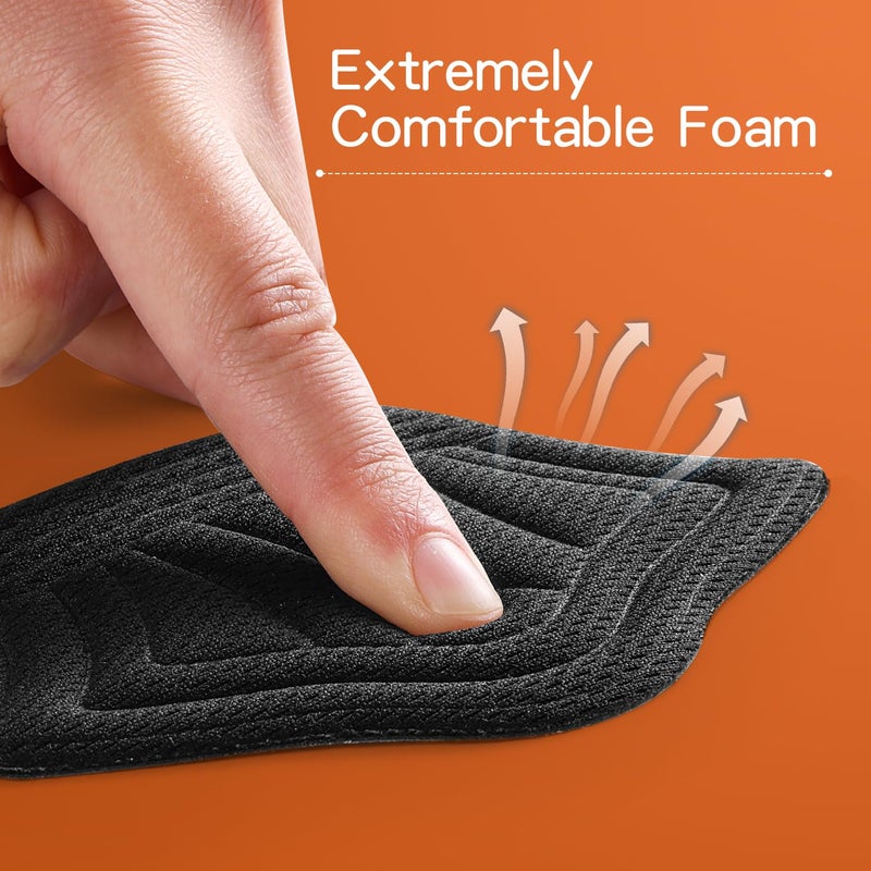 SUMBLIME Adhesive Back of Heel Cushion Pads, Heel Grips Inserts for Women Men,Reusable Heel Guards Liners for Too Big Loose Boots, Improve Shoe Fit, 4pcs-Black+4pcs-Black - Image 4