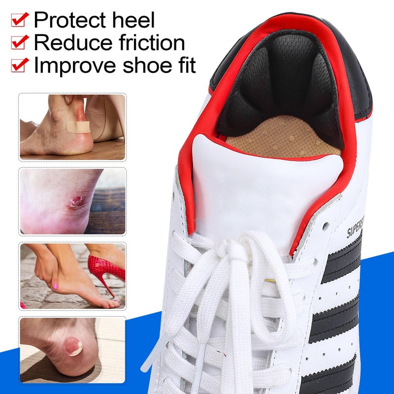 SUMBLIME Adhesive Back of Heel Cushion Pads, Heel Grips Inserts for Women Men,Reusable Heel Guards Liners for Too Big Loose Boots, Improve Shoe Fit, 4pcs-Black+4pcs-Black - Image 2