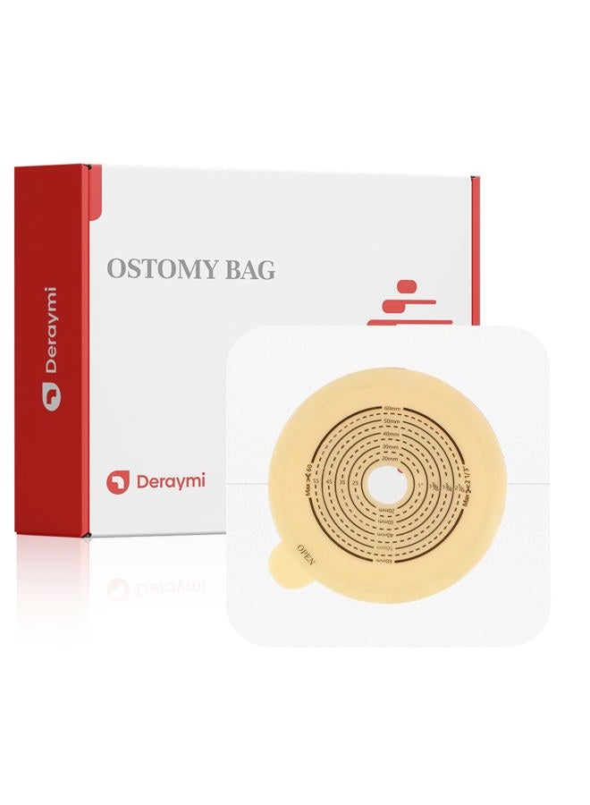 DERAYMI 10 Pack Skin Barriers for Two Piece Colostomy Bags, Ostomy Barrier with Non-Woven Border, Cut-to-Fit, 60mm Max - Image 1
