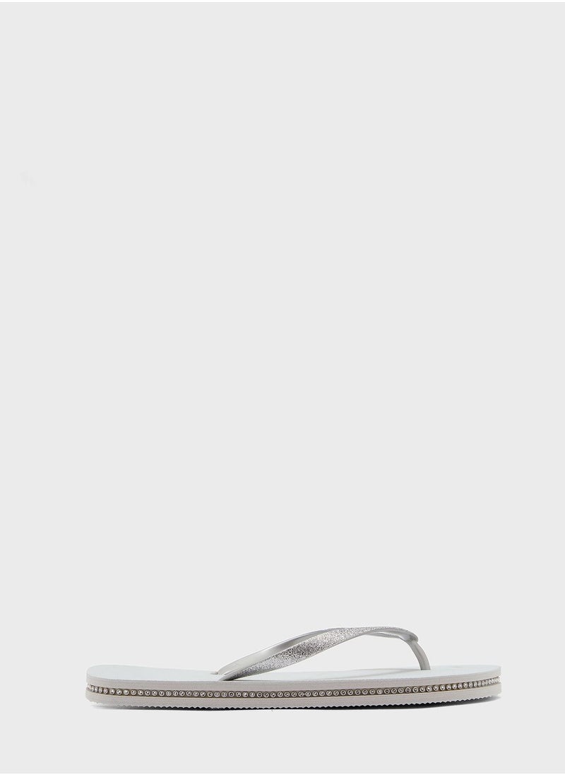 Ginger - Glitter Strap And Gem Sole Flip Flop - Image 1