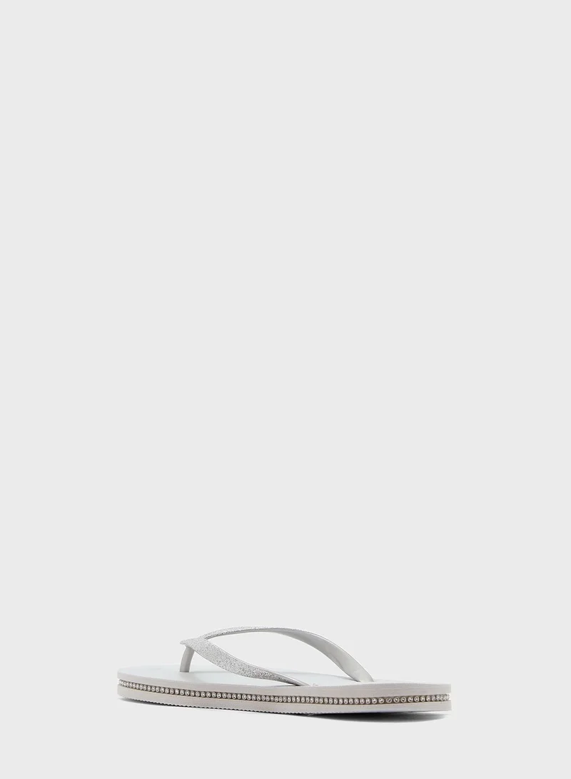 Ginger Glitter Strap And Gem Sole Flip Flop