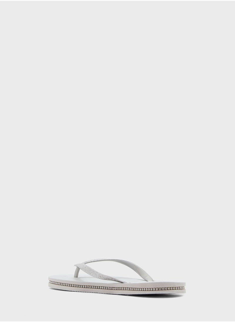 Ginger - Glitter Strap And Gem Sole Flip Flop - Image 1