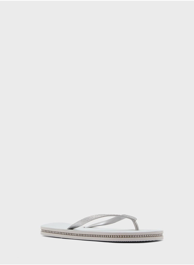 Ginger - Glitter Strap And Gem Sole Flip Flop - Image 1