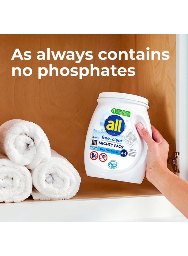 All Free Clear Mighty Pacs Laundry Detergent, for Sensitive Skin, Unscented and Dye Free, 80 Count - Image 3