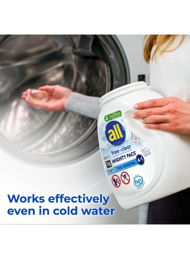 All Free Clear Mighty Pacs Laundry Detergent, for Sensitive Skin, Unscented and Dye Free, 80 Count - Image 4
