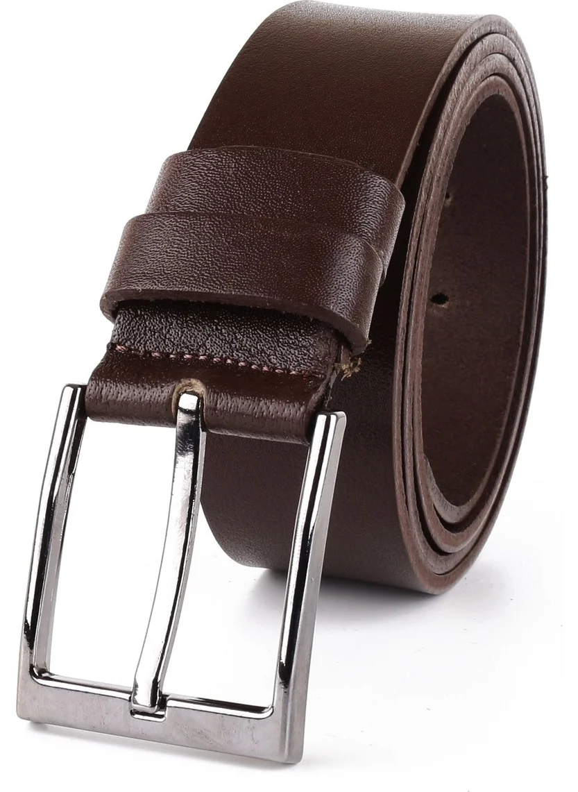 Lugmo Leather Belt 4 cm Fabric and Denim Brown