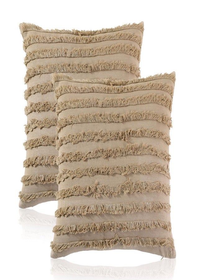 mosey طقم أغطية وسائد من قطعتين من موسي 24 | غطاء وسادة قطني 24 بوصة × 24 بوصة | غطاء وسادة كبير الحجم 24 بوصة × 24 بوصة للأريكة | غطاء وسادة بيج 60 × 60 سم - Image 5