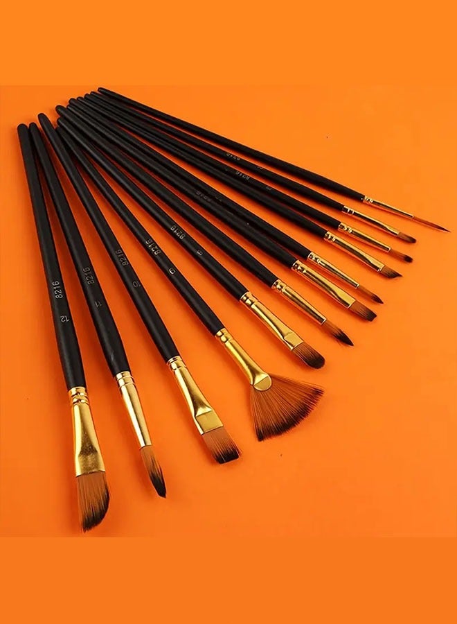 12 piece nylon art brush set - DlY artbrushes, art supplies, painting supplies - Image 1