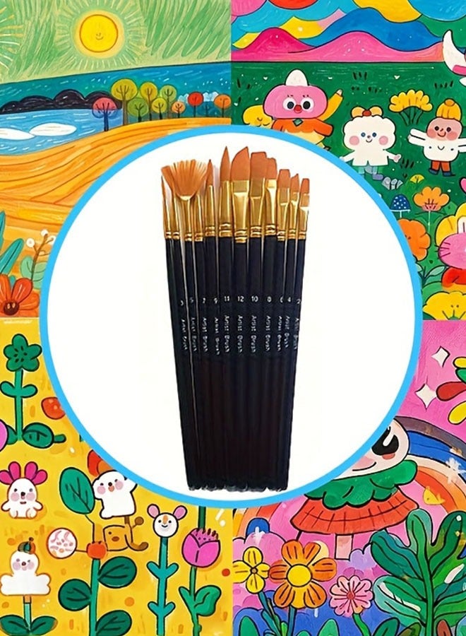 12 piece nylon art brush set - DlY artbrushes, art supplies, painting supplies - Image 4