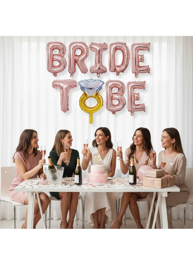 AceLuste 9 Pack Bride to Be Decorative Balloon Banner, Wedding Celebration Balloon Set, Romantic Wedding Bridal Shower, Anniversary Engagement Party Decoration (Rose Gold) - Image 2