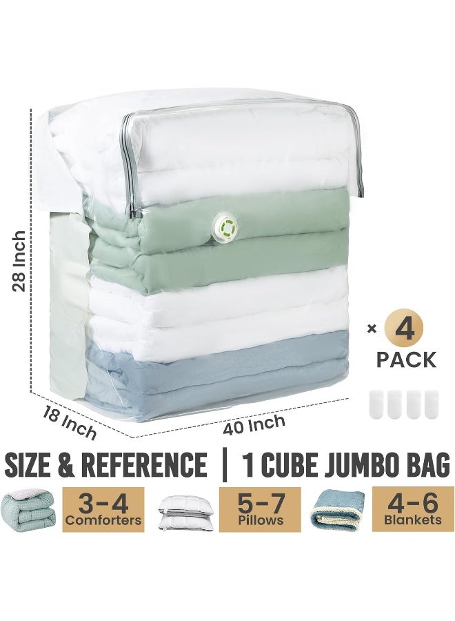 TAILI Vacuum Storage Bags 4 Pack Space Saver Bag Super Jumbo Cube 40x28x18x18 Inch Extra Large & Wider Vacuum Sealed Storage Bag for Bedding Comforter Quilt Space Bags Vacuum Bags - Image 3