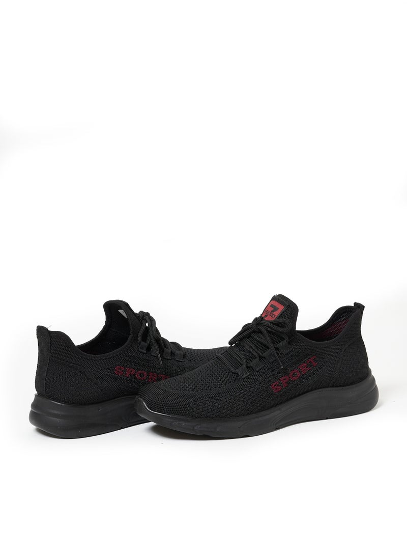 Cobblerz - Cobblerz Men's Lace-up Low Top Sneakers Black Red - Image 1
