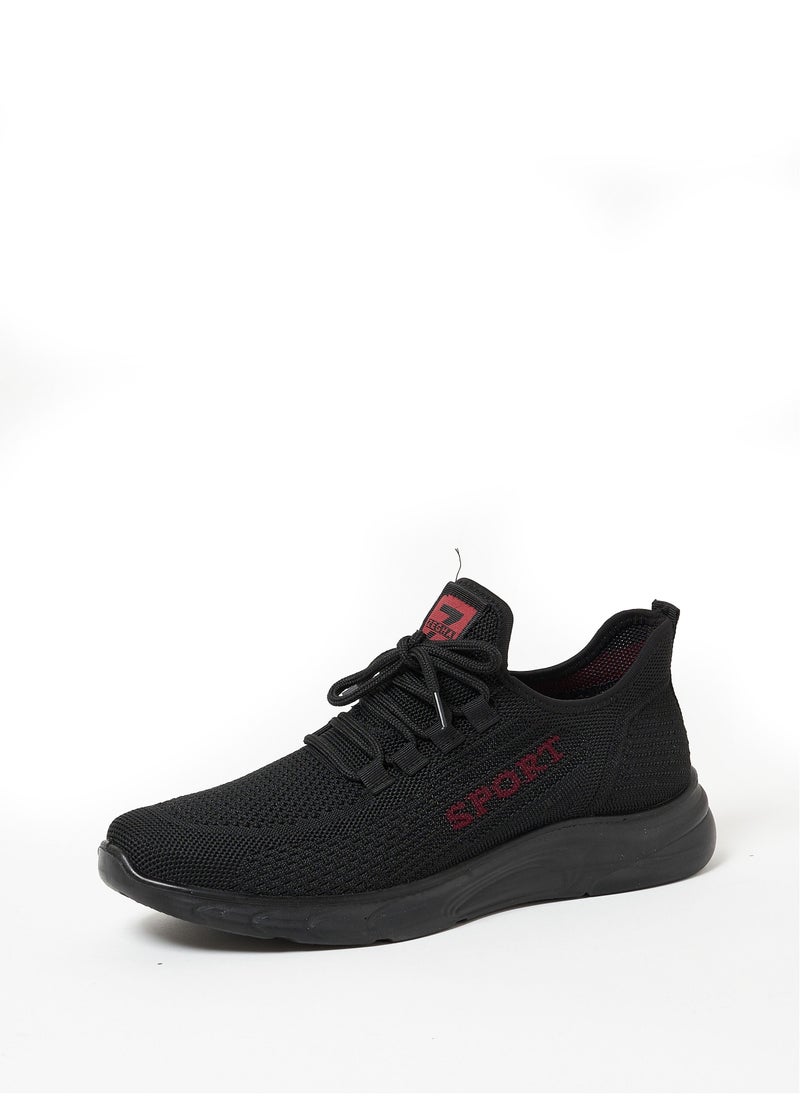 Cobblerz - Cobblerz Men's Lace-up Low Top Sneakers Black Red - Image 1