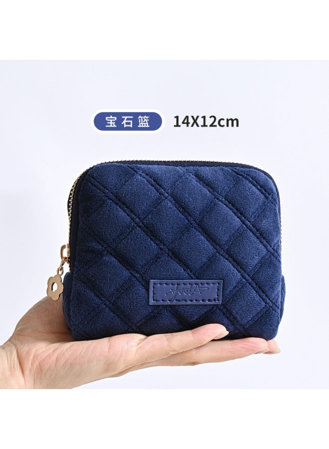 Diamond-patterned Velvet elry Organizer With Multiple Compartments, Dustproof, Portable, Chanel-style Fashion Accessory Storage Bag