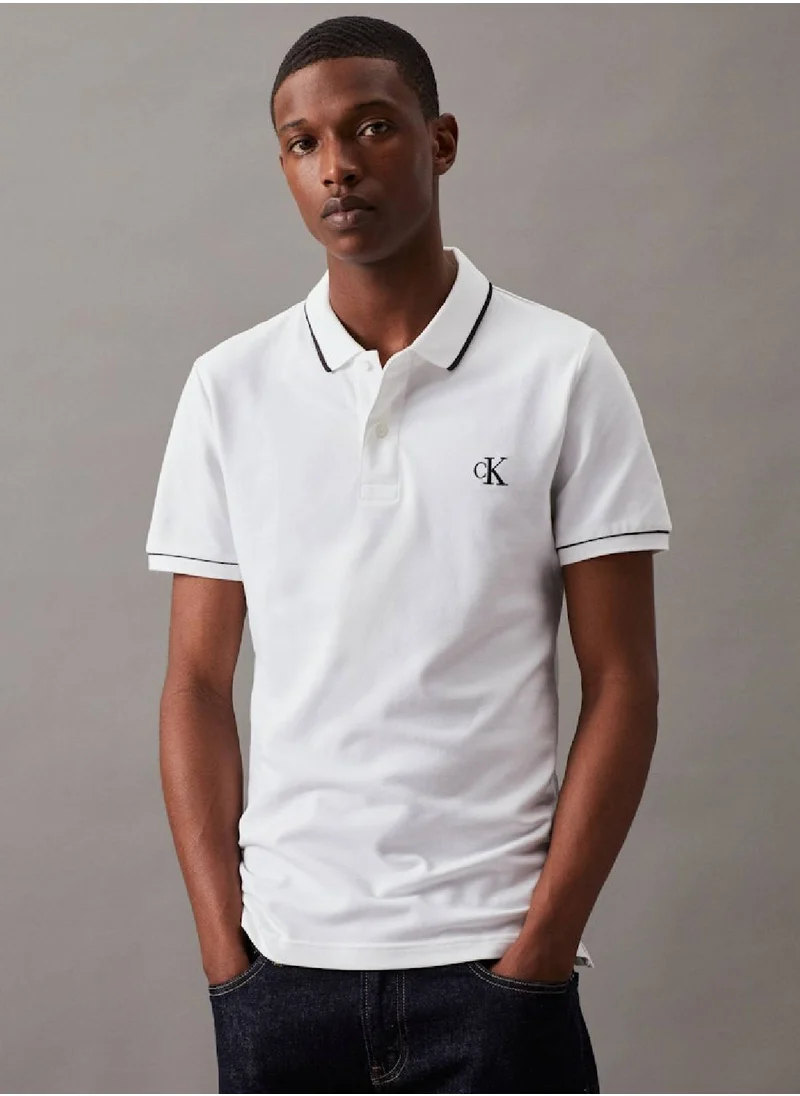 Calvin Klein Jeans Men's Slim Polo Shirt - Cotton, White