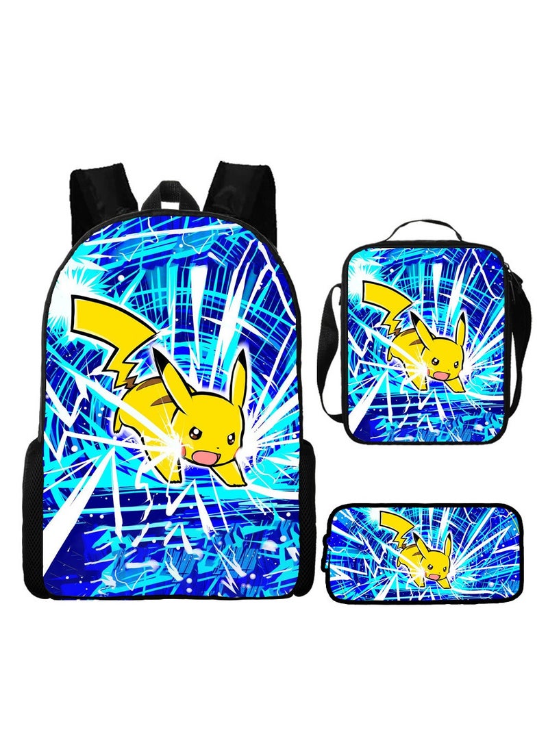 New Cartoon Anime Student Backpack Three-Piece Set 29*42*16cm