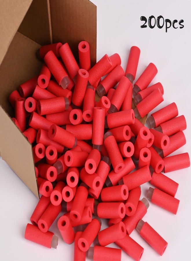 OIMIO Half Length Darts Refill Pack, 200pcs Short Soft Bullets Compatible With Dart Zone, Nerf, Worker, Zhenweiqi, 14+ (Red) - Image 2