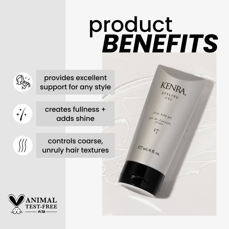 Kenra Professional Styling Gel 17 | High Hold Gel | Creates Fullness & Adds Shine | Controls Coarse, Unruly Hair Textures | Alcohol-Free, Non-Drying, & Non-Flaking | Medium To Coarse Hair | 6 fl. Oz - Image 2
