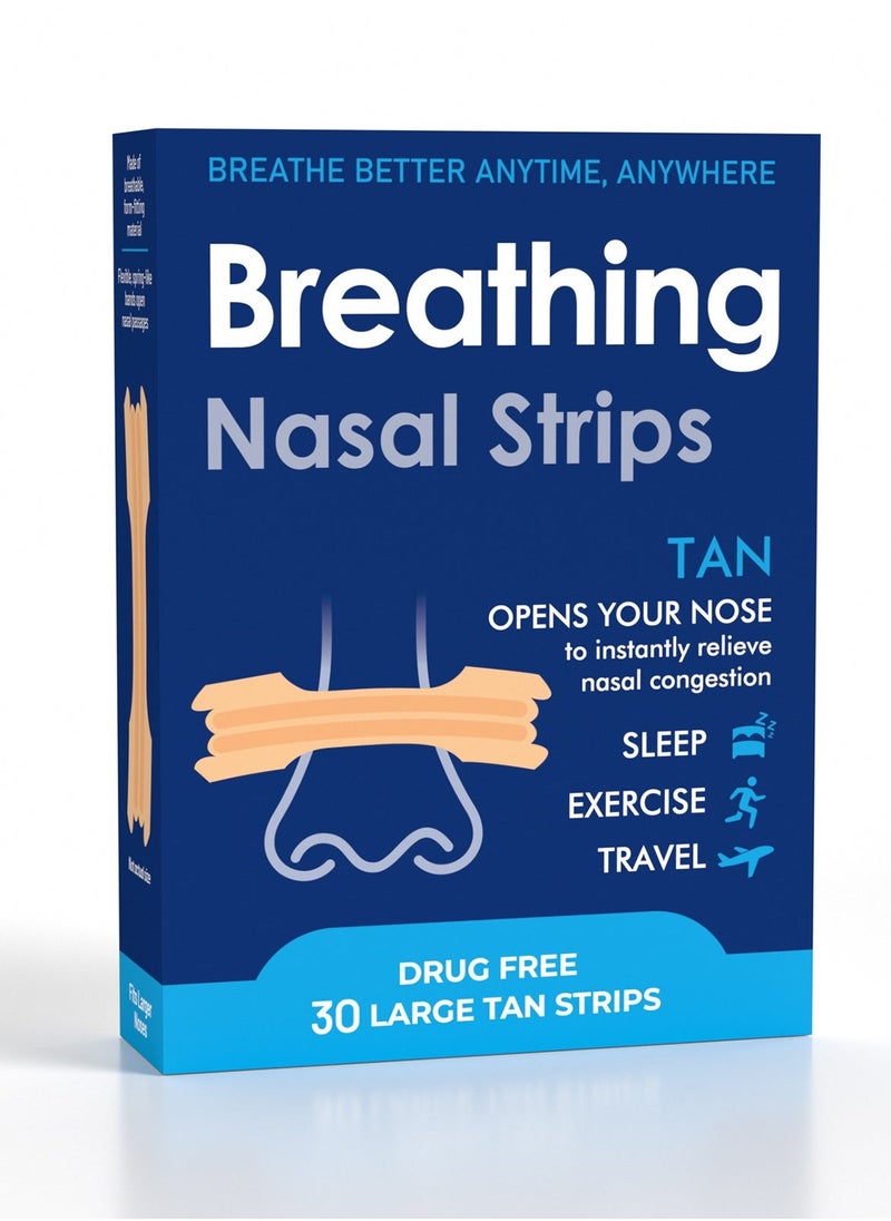 Breathe Right Extra Strength Clear Nasal Strips (30 Strips) â Instant Congestion & Snoring Relief, Hypoallergenic for Sensitive Skin, Day/Night Use - Image 1