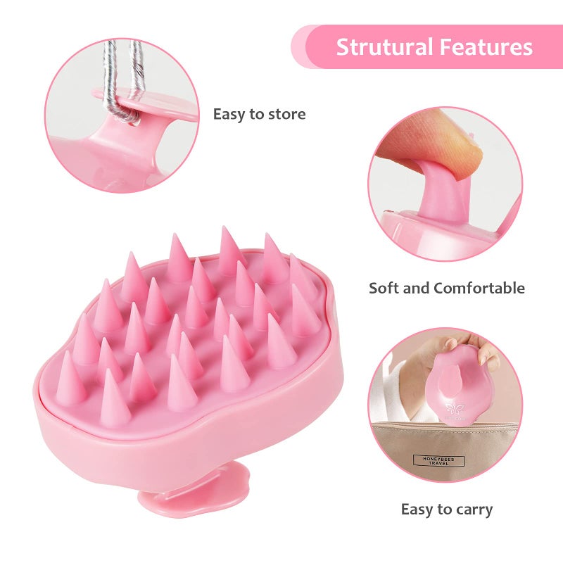 URTHEONE Soft Silicone Hair Scalp Massager Shampoo Brush for Wet Dry Oily Curly Straight Thick Thin Rough Long Short Natural Men Women Kids Pets Hair Care Toolsï¼ˆPink - Image 2