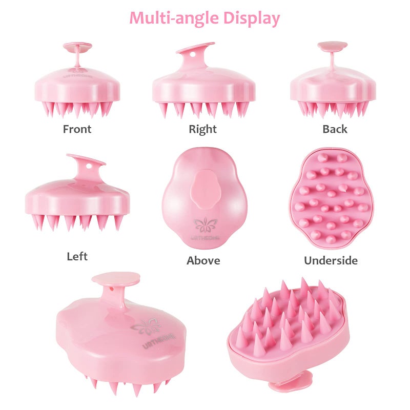 URTHEONE Soft Silicone Hair Scalp Massager Shampoo Brush for Wet Dry Oily Curly Straight Thick Thin Rough Long Short Natural Men Women Kids Pets Hair Care Toolsï¼ˆPink - Image 5