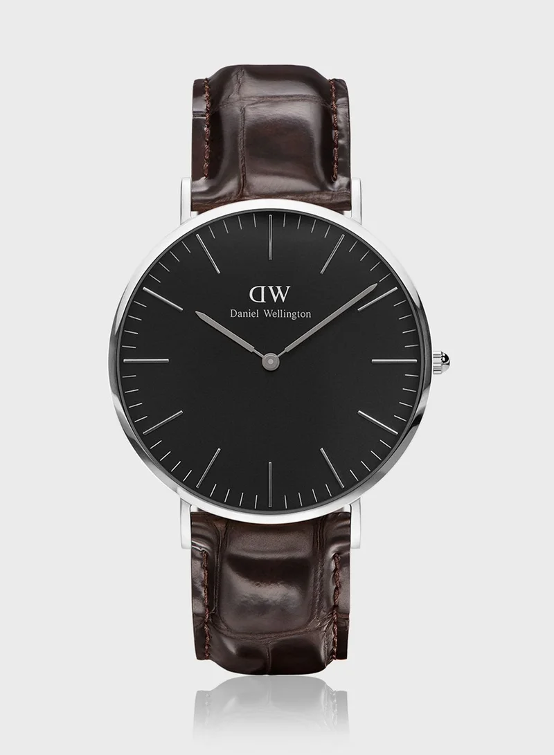 DANIEL WELLINGTON Classic York Silver Black 36mm Watch