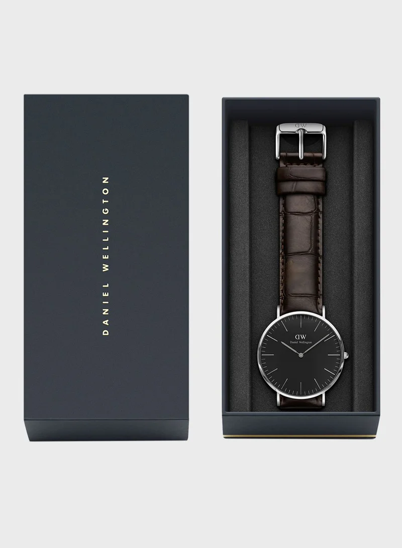 DANIEL WELLINGTON Classic York Silver Black 36mm Watch