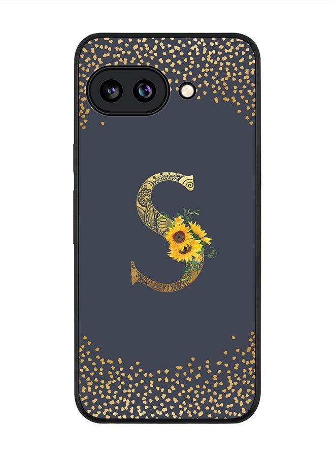 Stylizedd Rugged Case for Google Pixel 10a- Slim Fit Hybrid Rubber Cover Sunflower Monogram - S (Grey) - Image 1