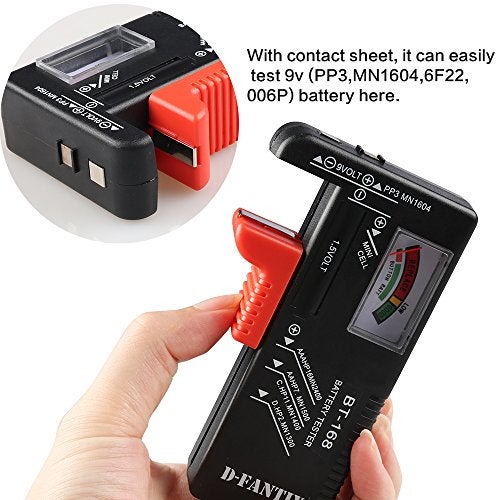D-FantiX Black Olive Battery Tester Universal Battery Checker For AA AAA C D 9V 1.5V Button Cell Batteries (Model: BT-168), Battery Powered, Black - Image 4