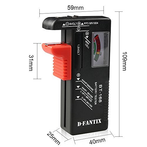 D-FantiX Black Olive Battery Tester Universal Battery Checker For AA AAA C D 9V 1.5V Button Cell Batteries (Model: BT-168), Battery Powered, Black - Image 2