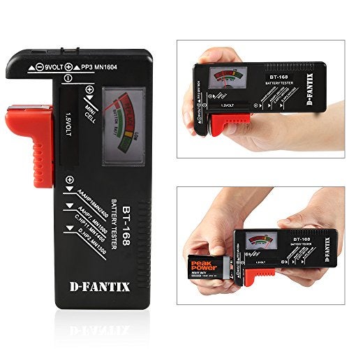 D-FantiX Black Olive Battery Tester Universal Battery Checker For AA AAA C D 9V 1.5V Button Cell Batteries (Model: BT-168), Battery Powered, Black - Image 5