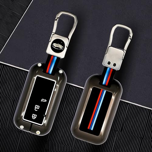 KMH Metal Car Key Cover Compatible with Maruti Suzuki Swift, Swift Dzire, Baleno, Ertiga Smart Keycover with Keychain 3 Buttons Smart Key Shell Case Holder Protector, Pack of 1 - Image 1