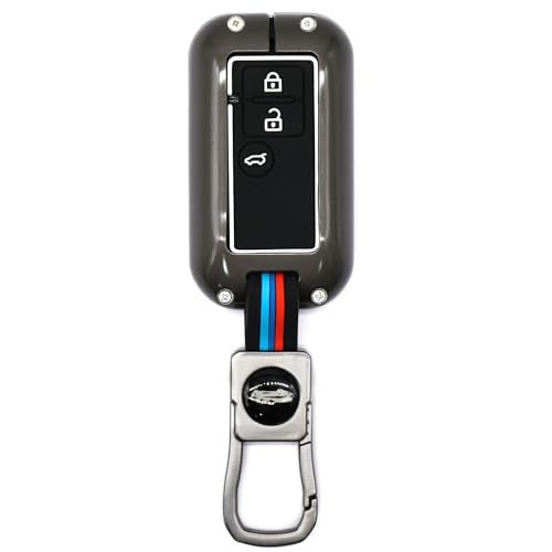 KMH Metal Car Key Cover Compatible with Maruti Suzuki Swift, Swift Dzire, Baleno, Ertiga Smart Keycover with Keychain 3 Buttons Smart Key Shell Case Holder Protector, Pack of 1 - Image 2