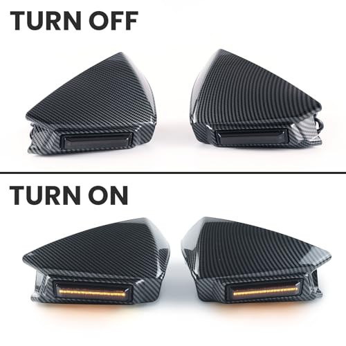 LUXEMOTO Side Rearview Mirror Guard Cover w/Light for Slingshot, Carbon Fiber Style Reverse Mirror Frame Cover Trim Decoration with w/Turn Signal Marker Light for Polaris Slingshot 2015-2023 Accessories - Image 4