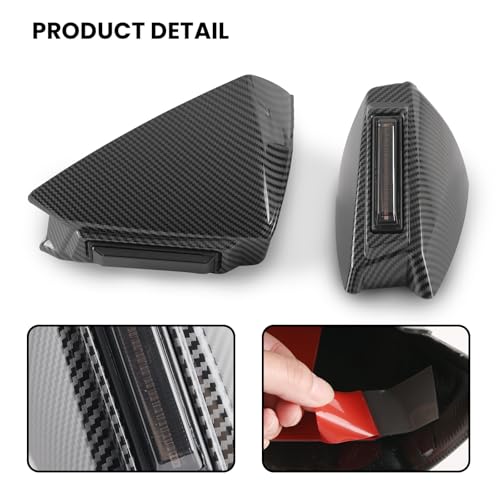 LUXEMOTO Side Rearview Mirror Guard Cover w/Light for Slingshot, Carbon Fiber Style Reverse Mirror Frame Cover Trim Decoration with w/Turn Signal Marker Light for Polaris Slingshot 2015-2023 Accessories - Image 5
