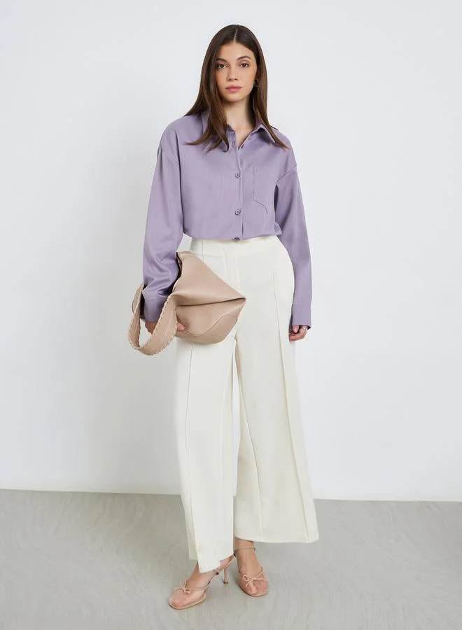 Styli Women Lavender Long Sleeve Oversized Shirt