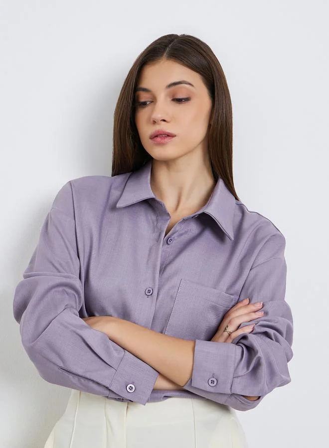 Styli Women Lavender Long Sleeve Oversized Shirt