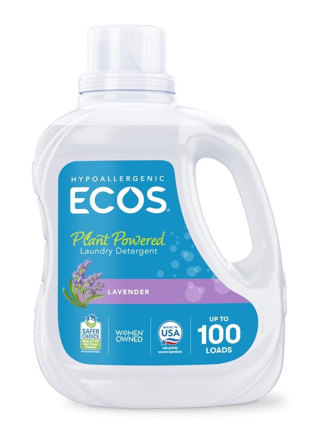 ECOS Laundry Detergent Liquid, 100 Loads - Dermatologist Tested Laundry Soap - Hypoallergenic, EPA Safer Choice Certified, Plant-Powered - Lavender, 100 Fl Oz - Image 1