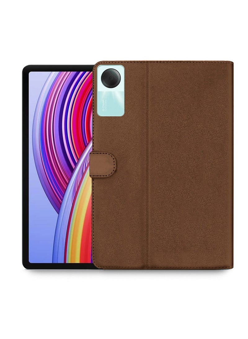 OMAKER Premium Quality Leather Smart Flip Case Full Protective Cover With Magnetic Stand For Xiaomi Redmi Pad SE 11 Inch 2023 – Brown - Image 1