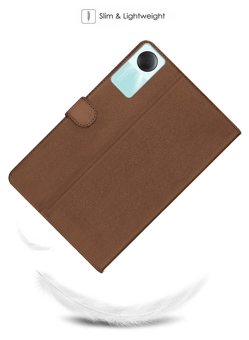 OMAKER Premium Quality Leather Smart Flip Case Full Protective Cover With Magnetic Stand For Xiaomi Redmi Pad SE 11 Inch 2023 – Brown - Image 4