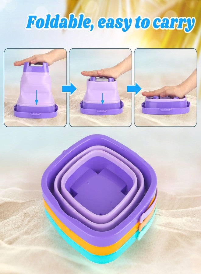 Shindel دلاء شيندل القابلة للطي 3 قطع، ألعاب رمل قابلة للطي، للأطفال والرضع، أنشطة خارجية، متعة الشاطئ، عطلة الصيف، معدات التخييم، السفر - Image 4