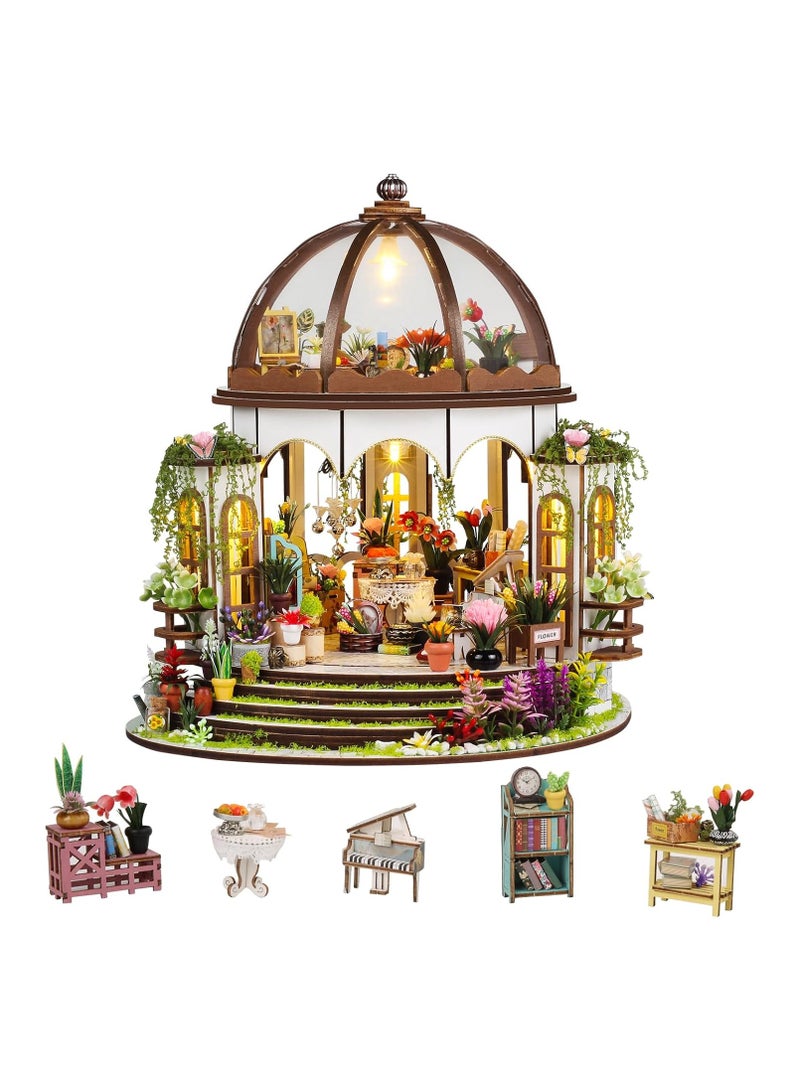 general DIY Miniature House Kit, Miniature House Suspended Ceiling Garden with Furniture  LED, DIY Dollhouse Mini Kit for Adults and Teens, Mini House Building Kit, 3D Wooden Craft Mini Model Kit, Birthday - Image 1