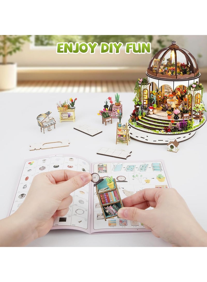 general DIY Miniature House Kit, Miniature House Suspended Ceiling Garden with Furniture  LED, DIY Dollhouse Mini Kit for Adults and Teens, Mini House Building Kit, 3D Wooden Craft Mini Model Kit, Birthday - Image 4