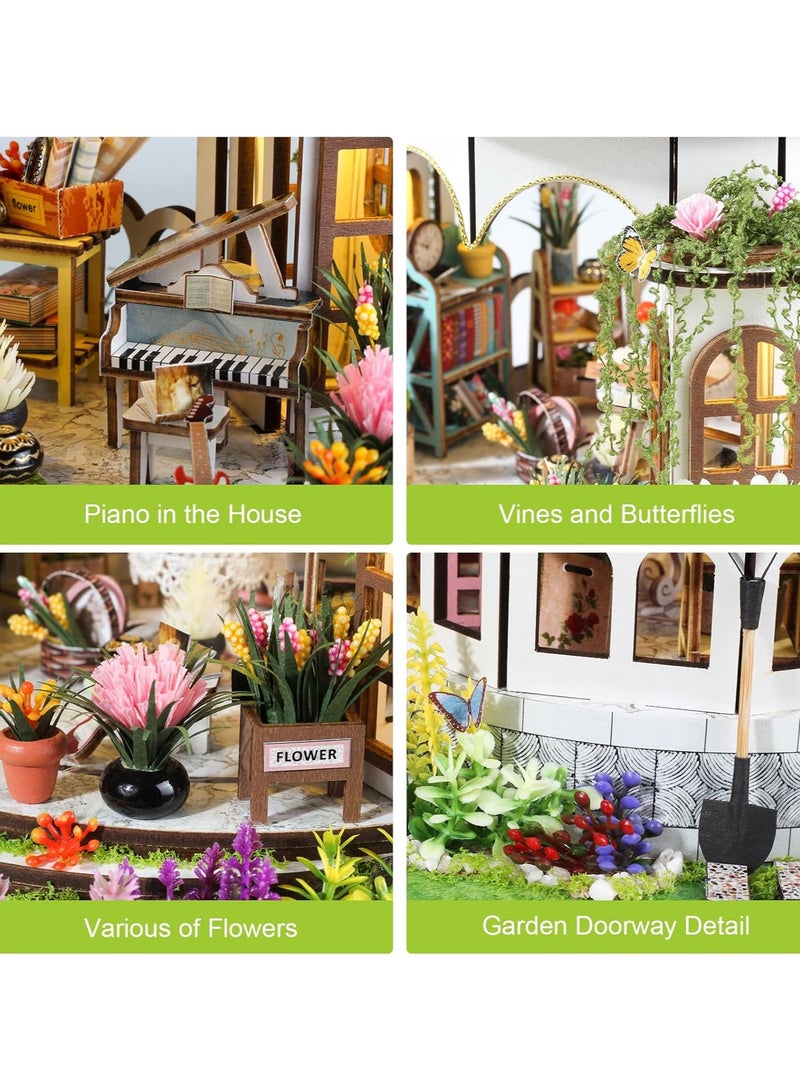 general DIY Miniature House Kit, Miniature House Suspended Ceiling Garden with Furniture  LED, DIY Dollhouse Mini Kit for Adults and Teens, Mini House Building Kit, 3D Wooden Craft Mini Model Kit, Birthday - Image 2