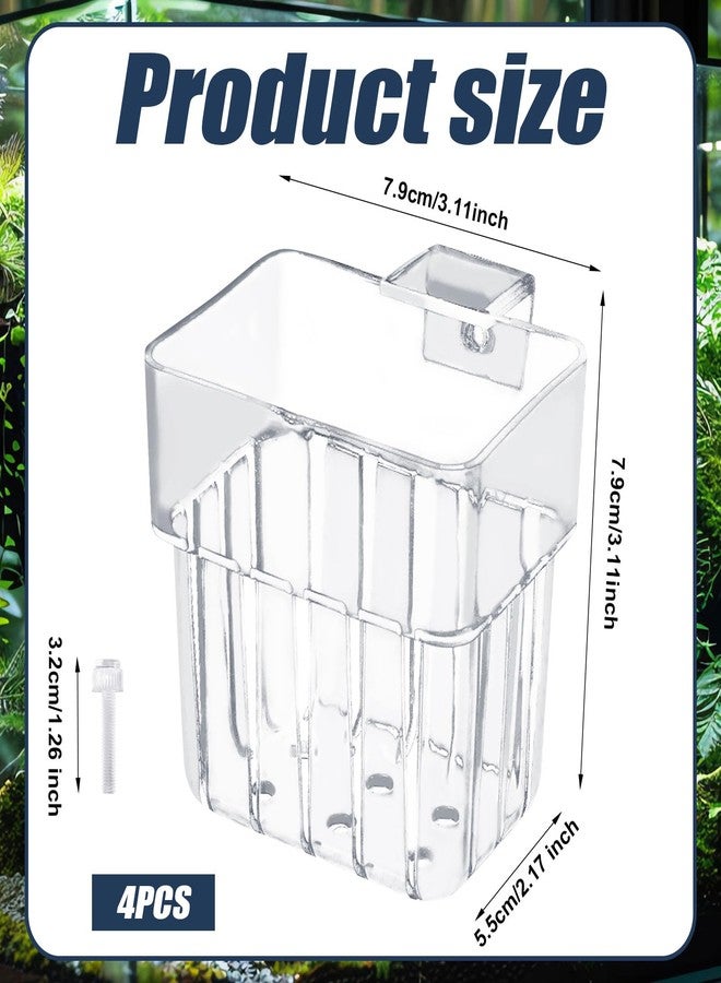 Gosknor 4pcs Aquarium Plant Holders, Transparent Plastic Fish Tank Plant Pots Hanging Aquarium Planter Aquarium Plant Basket Aquatic Plant Cup for Aquarium Fish Tank Hydroponic Plants - Image 2