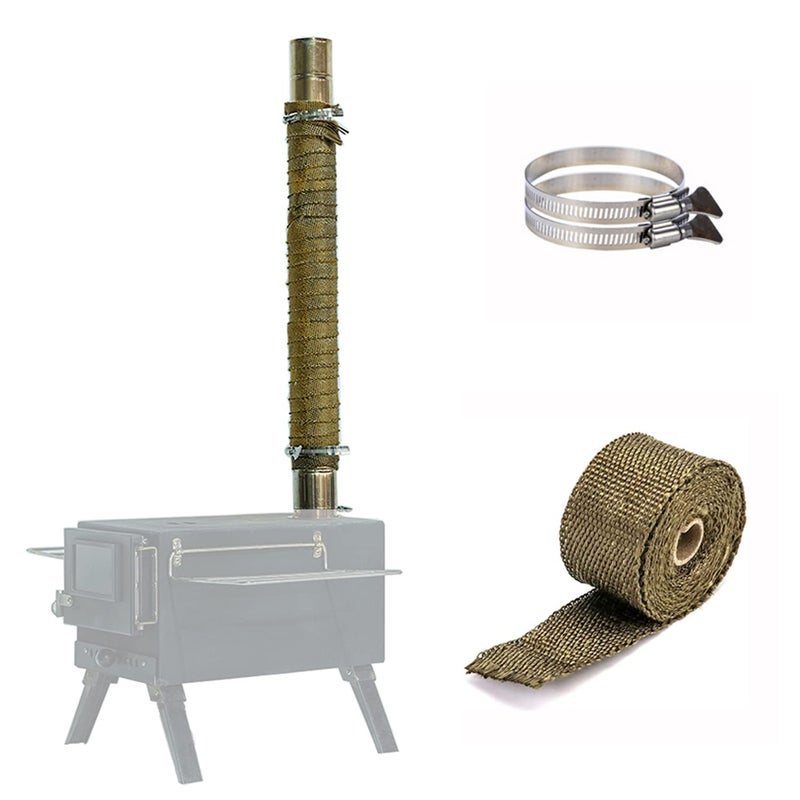 FireHiking Stove Pipe Wrap Heat-resistant Camping Tent Stove Pipe Protector with 2 Clamps 5 m / 16.4 ft - Image 1